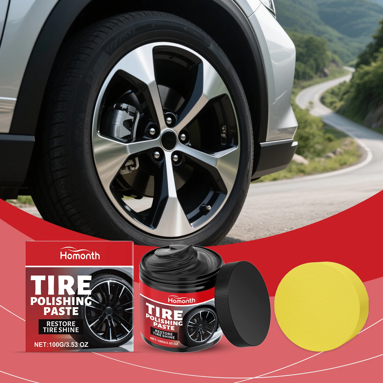 HOMONTH Tire Polishing Paste Automotive Tire Refurbishing Paste Tire Maintenance Portable Polishing Care Paste