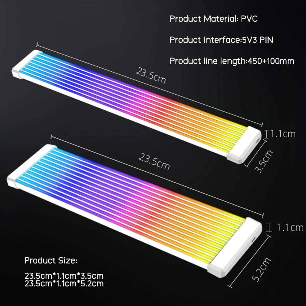 Jungle Leopard 5V 3 Pin Luminous Neon Wire 8 Pin 24 Pin ARGB ATX Extension Cable Sync PSU Power Supply Extension Cable Kit Cable