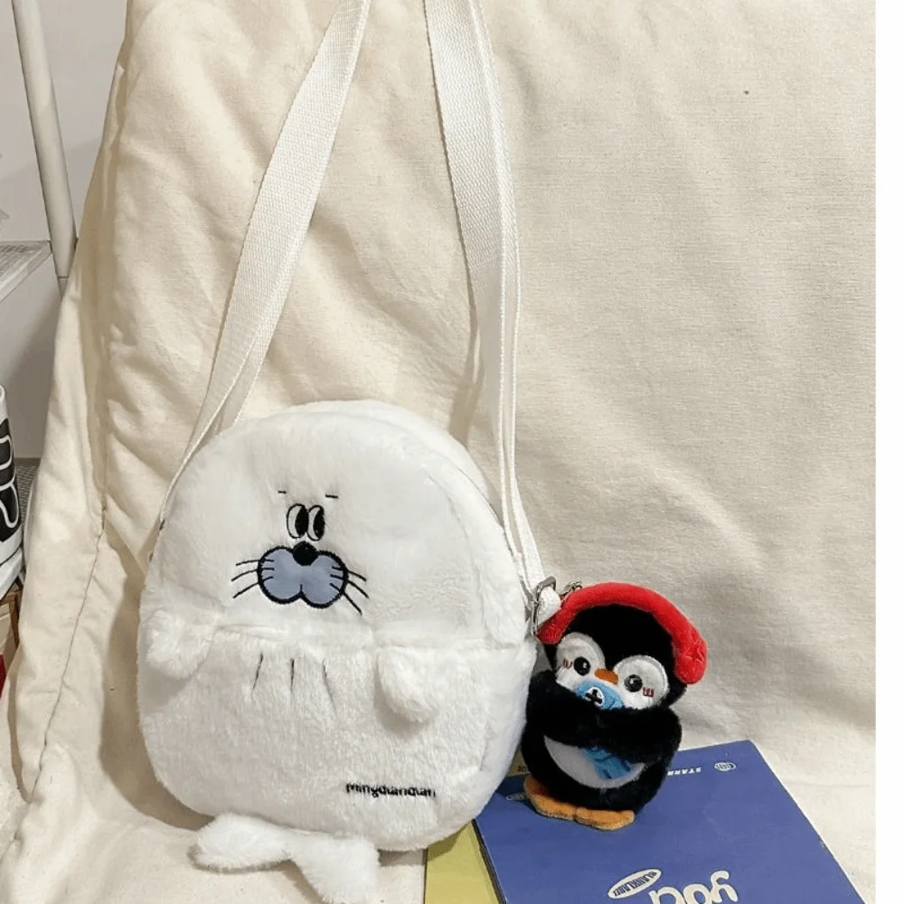 Travel Kawaii Penguin Plush Crossbody Bag Adorable Realistic Look Soft Seal Backpack Fluffy Shark Animal Shoulder Bag Girls