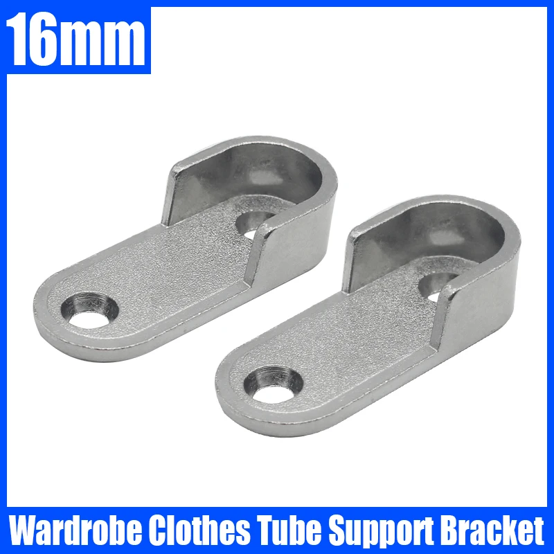 

2PCS 16mm Zinc Alloy Wardrobe Clothes Tube Support Closet Rod Pole End Bracket Hanging Clothes Pole Bracket Holder Hardware