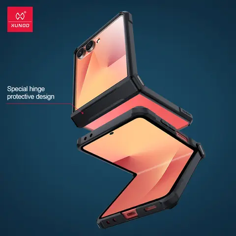 Xundd Samsung Z Flip7 Kılıf Galaxy Z Flip 3 4 5 6 Kılıf Hava Yastığı Darbeye Dayanıklı Kabuk Arka Şeffaf Kapak Cam ile jiet zôn7