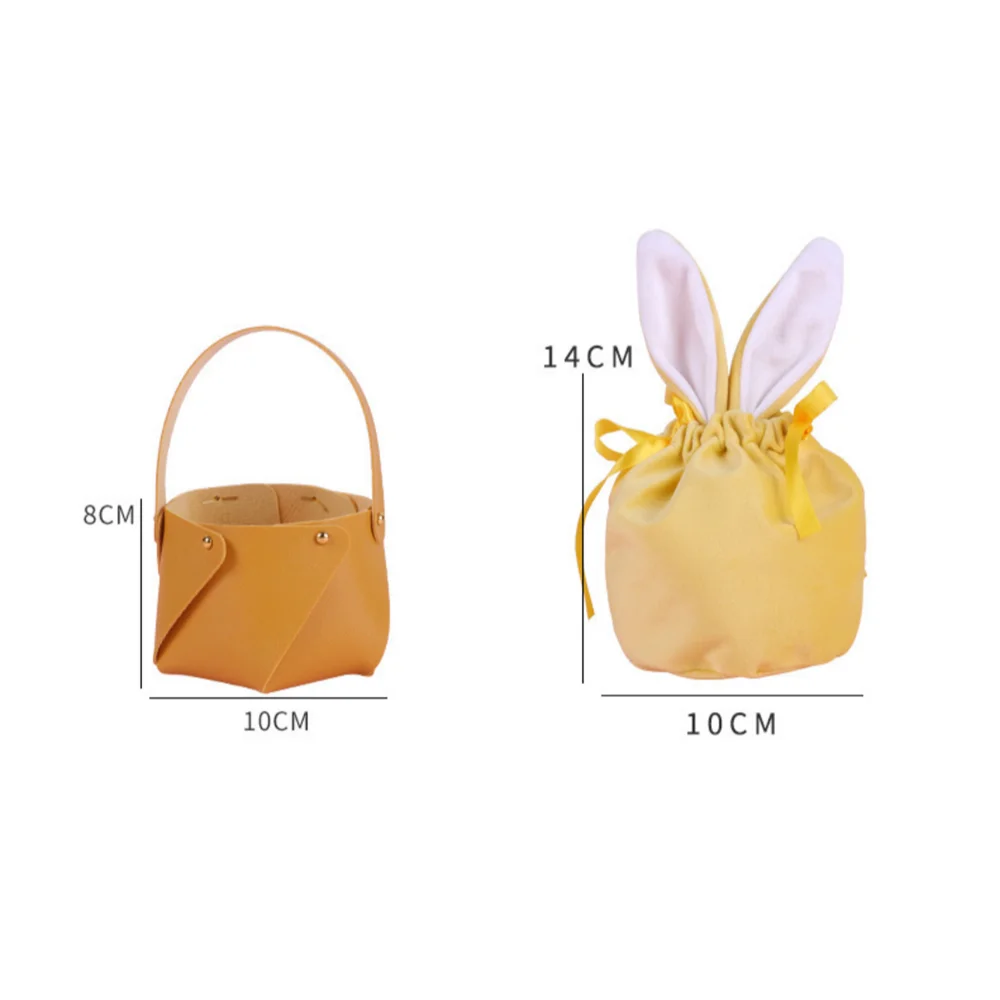 Easter Gift Bag With Bucket Bunny Ears Gift Packing Bags Party Pu Leather Favor Basket Candy Bag For Easter Celebrations Dropsh