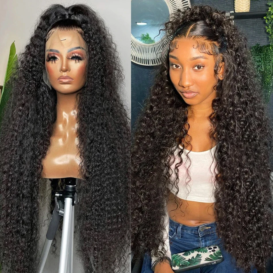 Loose Deep Wave 34 36 Inch Curly 13x6 HD Transparent Lace Frontal Wig For Women 5x5 Glueless Closure Wigs Human Hair Wigs 200%