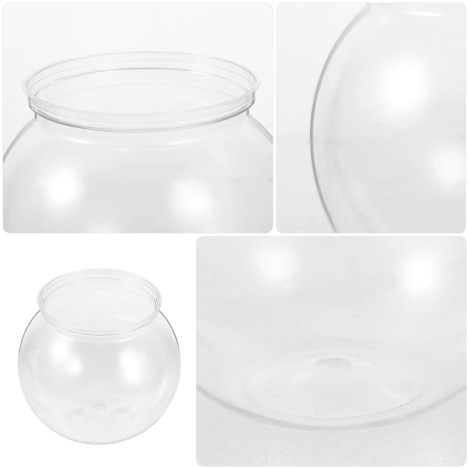 

2pcs Plastic Fish Bowl Heavy Duty Clear Round Anti-Shatter Container For Candy Storage Decorative Use Portable Desktop Aquarium