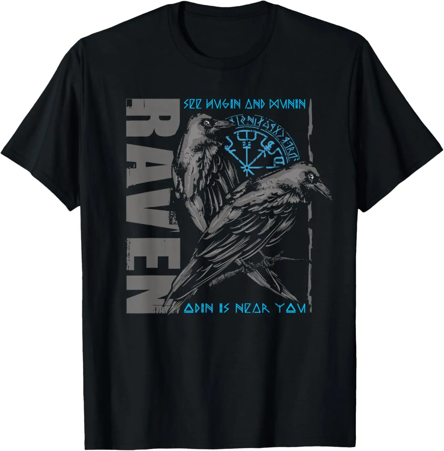 

Norse Myth Odin's Ravens Compass Rune Valhalla T-Shirt 100% Cotton O-Neck Short Sleeve Summer Casual Mens T-shirt Streetwear