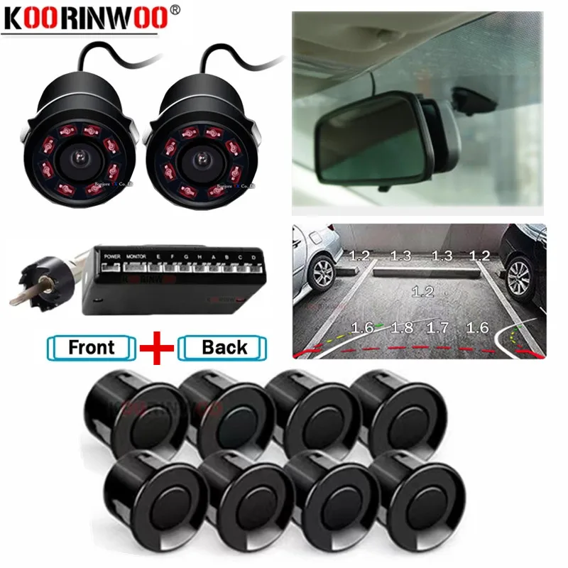 

Koorinwoo интеллектуальная система датчиков парковки для автомобилей камера безопасности камера заднего вида передняя камера с монитором зеркало оповещение видео