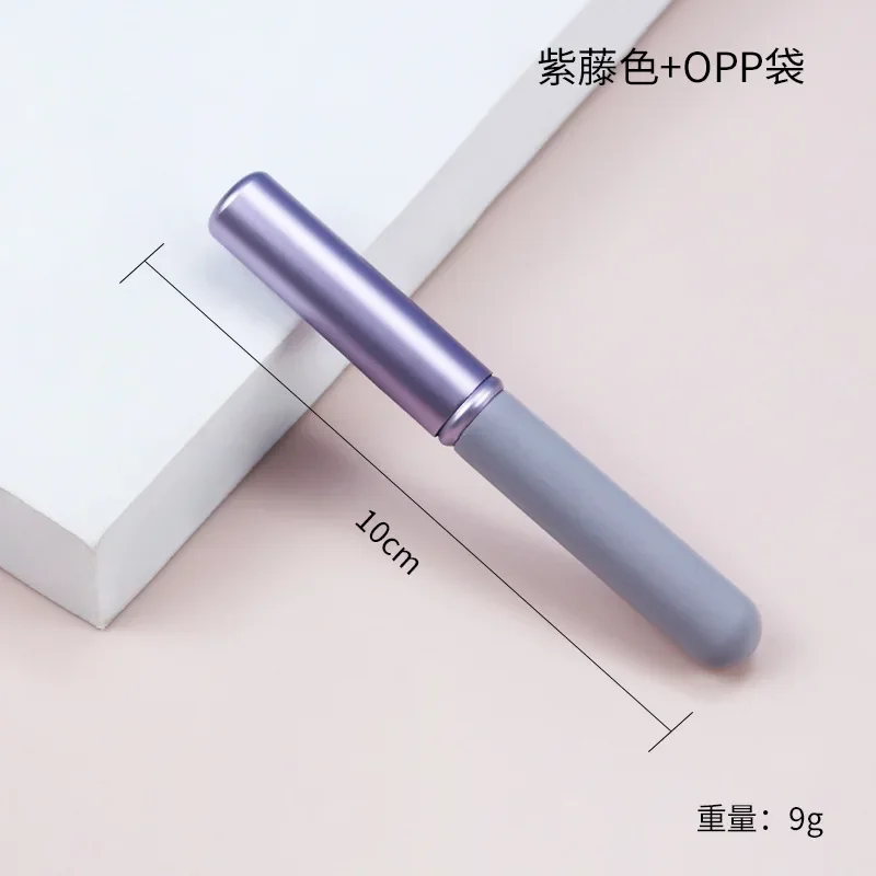 Single Portable Lip Makeup Tool Lipstick Smudge Brush Soft Bristle Round Tip Short Lip Brush with Metal Dust Cover