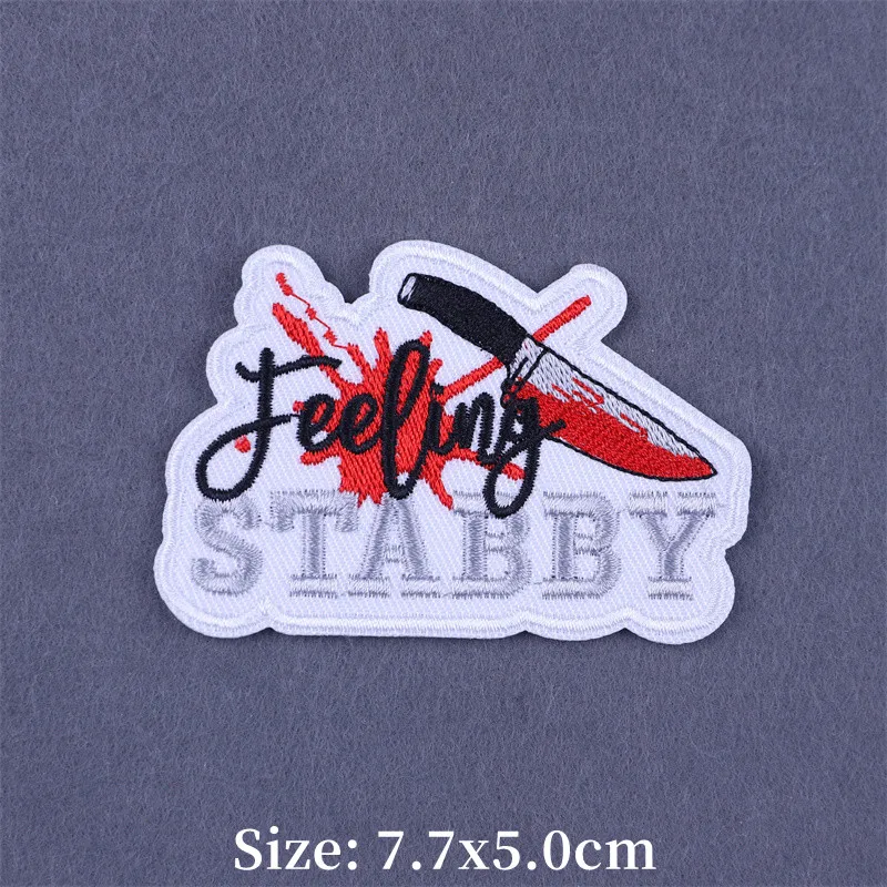 Round Embroidered Patches Iron on  Letter Patches for Clothing Humor Thermoadhesive Embroidery Patch on Clothes Fusible Applique