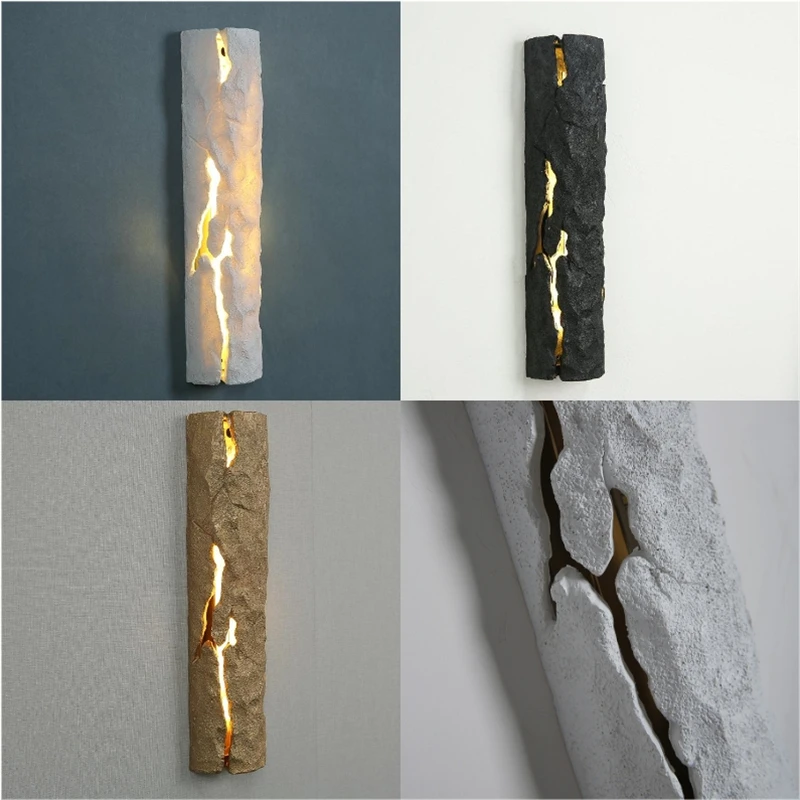 Nordic Resin Wall Lamp LED Postmodern Designer Wall Light Creative Bark Crack Art Deco Lighting Living Room Bedroom Bedside Lamp