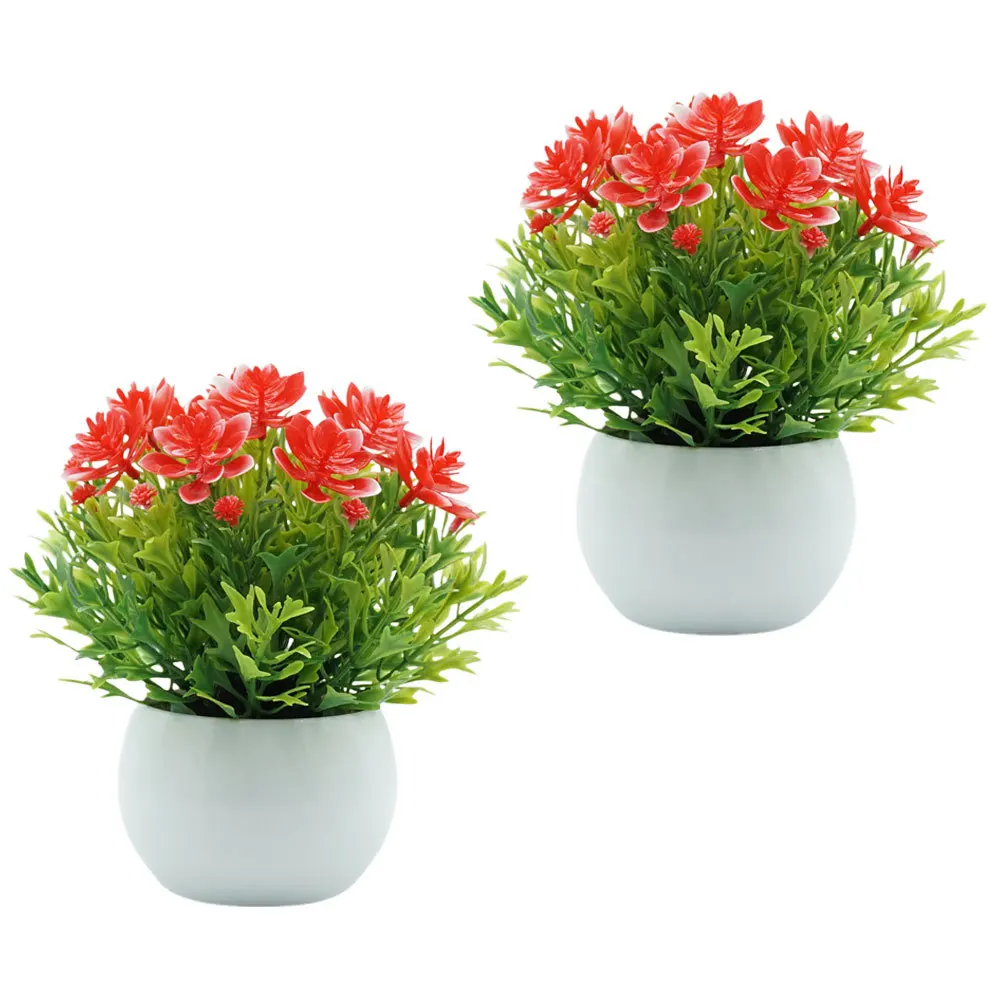 

2Pcs Simulation Lotus Bonsai Semicircle Potted Plants Farmhouse Style Home Table Centerpiece Realistic Artificial Plant Desktop
