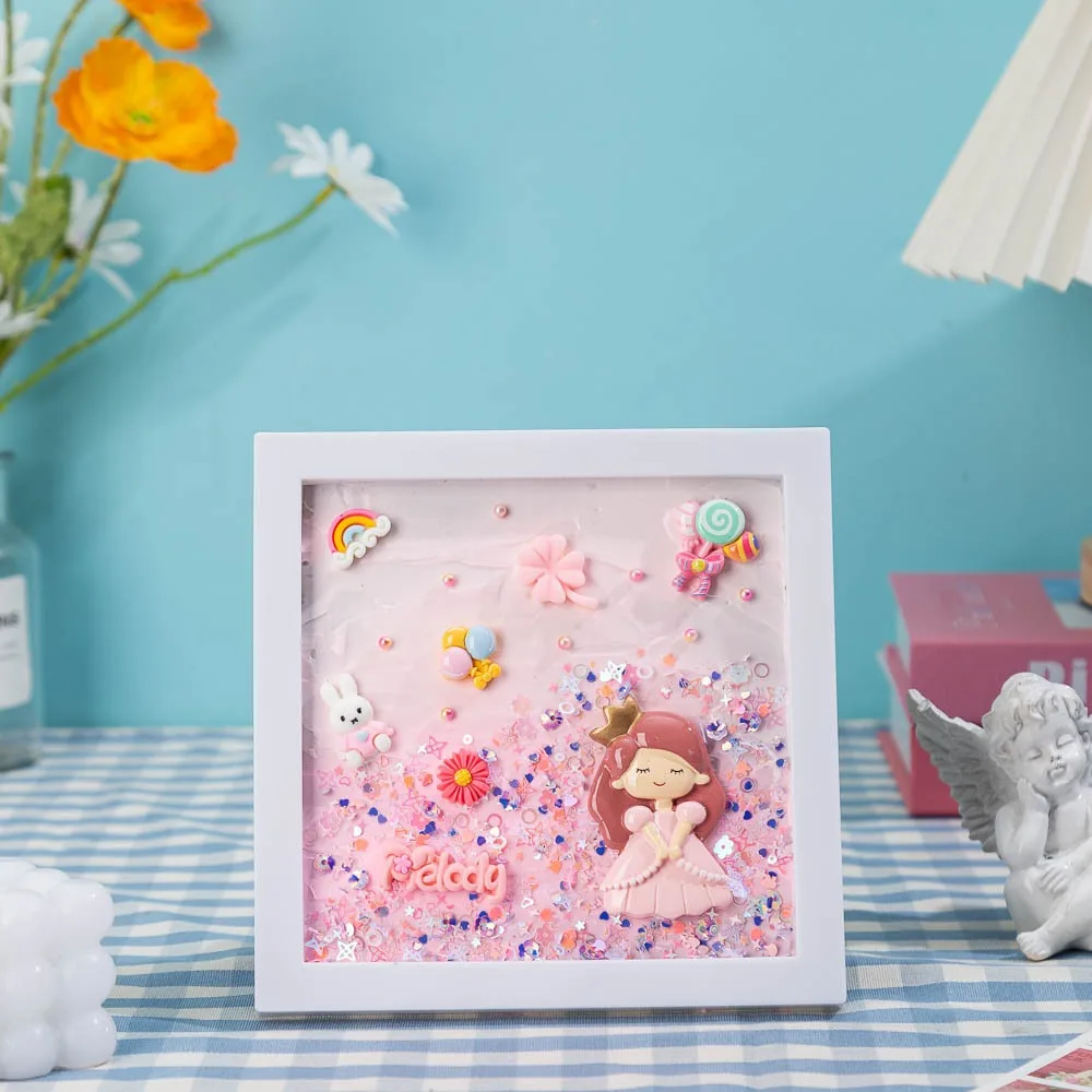 Marco de fotos DIY Multicolor, Material de madera de dibujos animados, pintura de paisaje oceánico 3D, diseño 3D, foto hecha a mano, marco de madera, proyectos artesanales