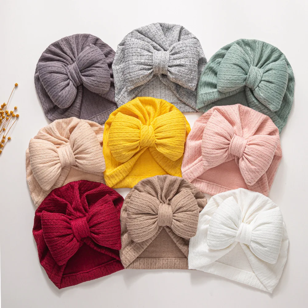 Soft Infant Beanies Caps Baby Hat Cute Bowknot Knit Cotton Hat Newborn Headwear Turban Baby Girl Hat 0-18M Hair Accessories