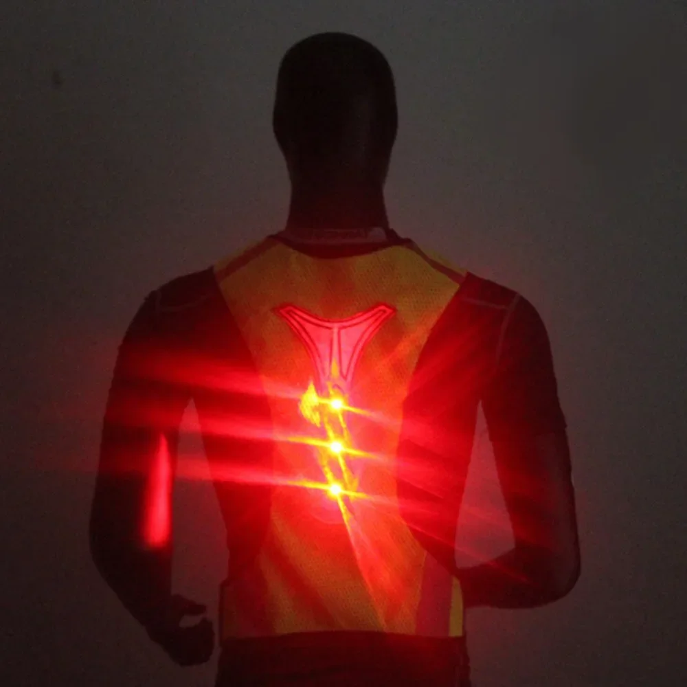 Cycling Reflective Vest LED Outdoor Safety Jogging Sportswear Night Mesh Breathable Visibility Running Tops with Lights