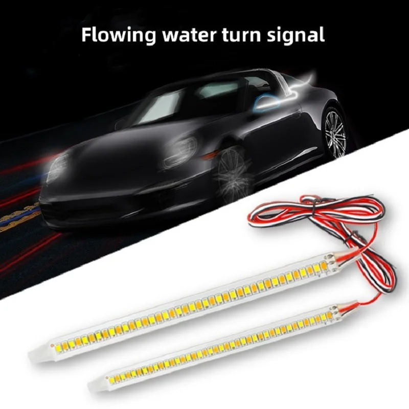 

2 шт. светодиодный индикатор зеркала заднего вида автомобиля, 12 В, DRL, полоса стримера, плавный указатель поворота, полоса автомобильных фар, автомобильное освещение