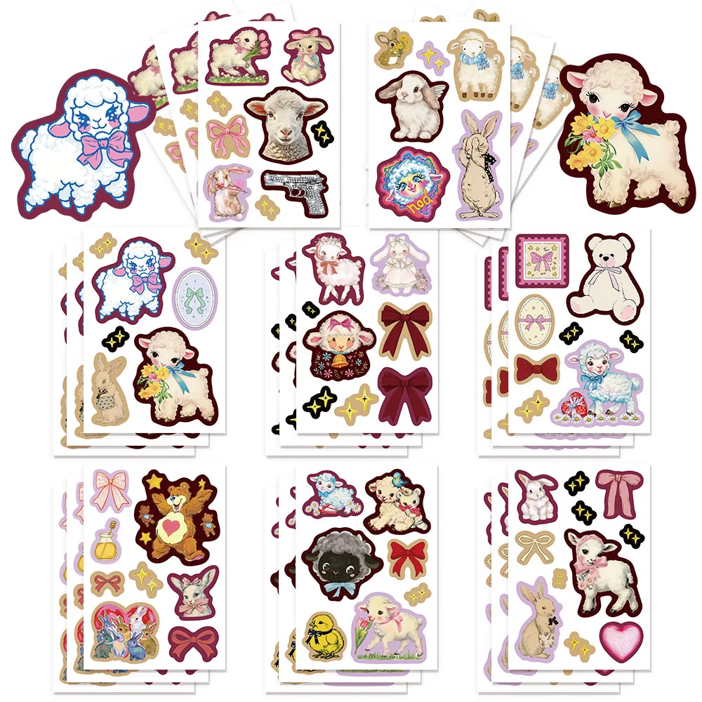 8PCS Illustrated Aesthetic Graffiti DIY Stickers for Computers, Suitcases, Laptops, Water Cups, Waterproof Stickers