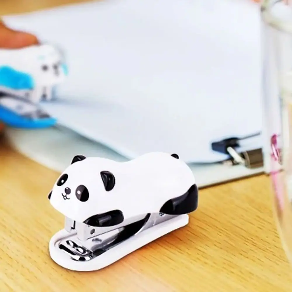 School Cartoon Stapler Set Panda Shaped Cute Paper Binding Professional Mini Book Binder Students