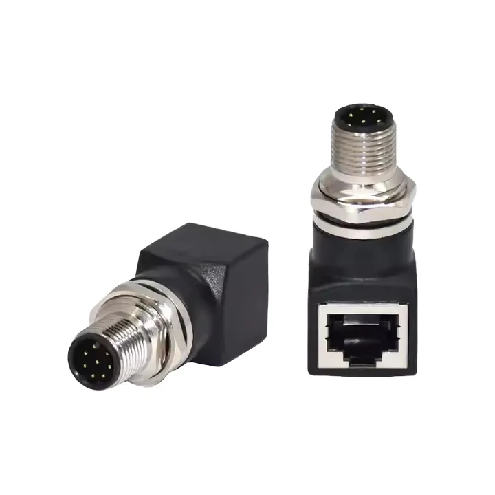 M12 RJ45 Adapter 8 Pin Bulkhead Copper Contact for Ethernet Railway 4/8 Pin 4Pin/8Pin AC/DC X Coded Connectors Bulk Connectors