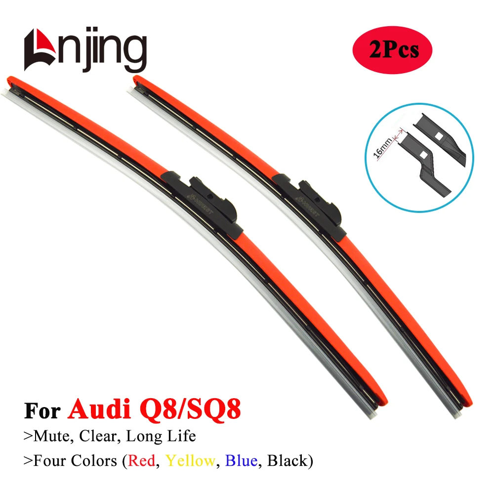 LNJING Colorful Wiper Blades For Audi Q8 SQ8 F1 4MN Hybrid Quattro SUV 2018 2019 2020 2021 2022 2023 2024 Car Luxury Accessories