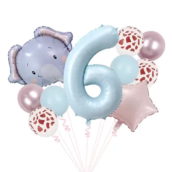 10個可愛大象氣球,40英寸,淺藍色,數字1-9,生日氣球套裝,卡通動物主題,兒童派對裝飾 8 最佳銷售 嬰兒氣球 - №8