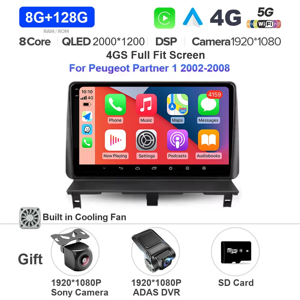 Android 15 Voor Peugeot Partner 1 2002 - 2011 Autoradio Multimedia Stereo Video Player met Carplay 4G BT