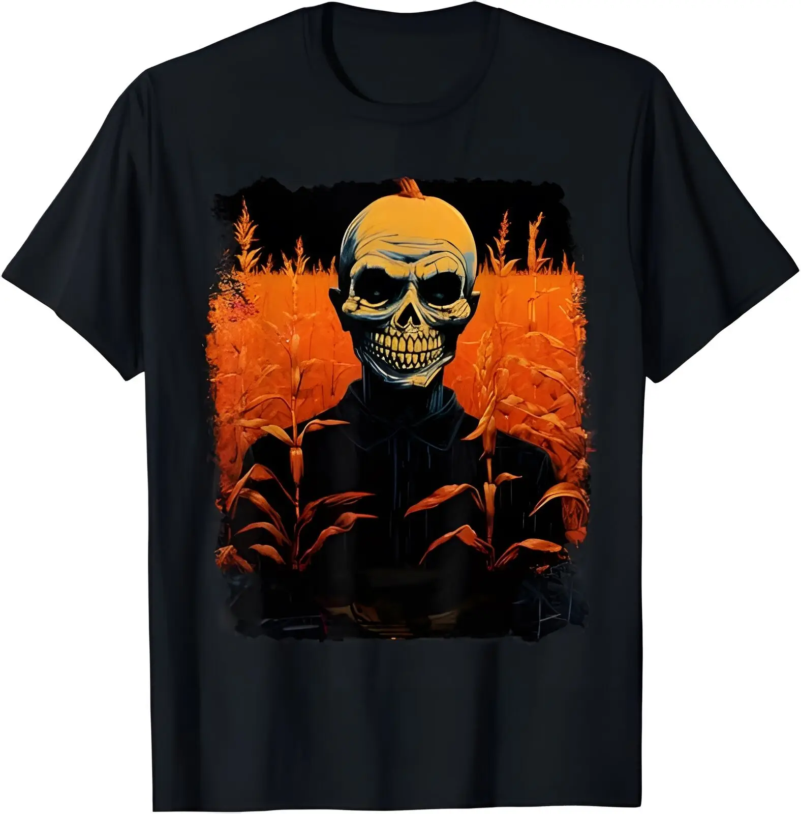 

Halloween Terrifying Skull Straw Pattern T-shirt