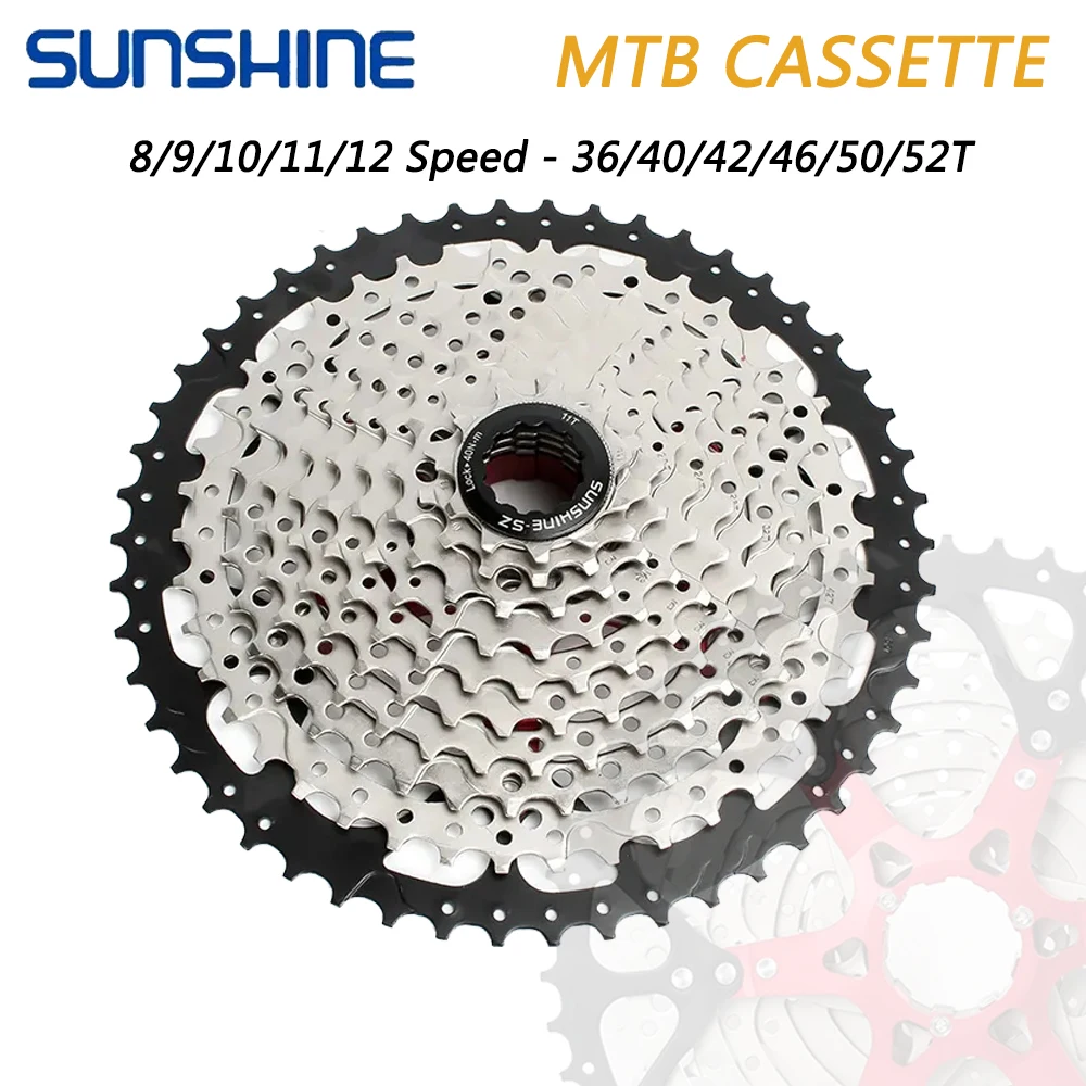 

SUNSHINE MTB Cassette 8/9/10/11/12 Speed 36/40/42/46/50/52T Mountain Bicycle Freewheel Bicycle Sprocket For Shimano