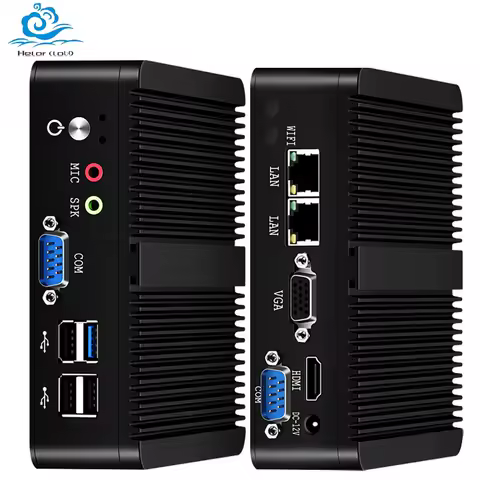 Celeron N2840/N2930/J1900/J2900을 지원하는 Helorpc 팬리스 산업용 미니 PC Windows10 2x기가비트 이더넷 4xUSB WIFI 컴퓨터