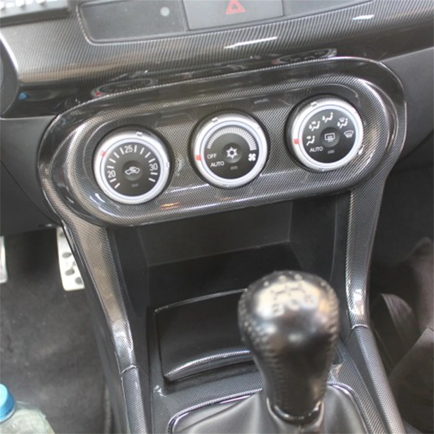 For Mitsubishi Lancer 2008-2016 Carbon Black Interior Air Conditioner Switch Button Cover Decor Trim Car Accessories 1pcs