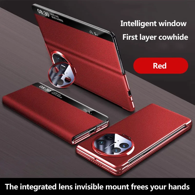 

Умный кожаный флип-чехол для телефона с окном для Huawei MATE X6 MateX6 5G, противоударный полный защитный чехол