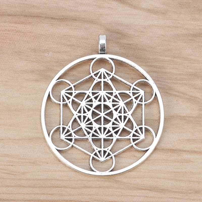 10pcs Tibetan Silver Large Archangel Metatron Cubes Round Charms Pendants for DIY Necklace Jewellery Making Findings Accessories