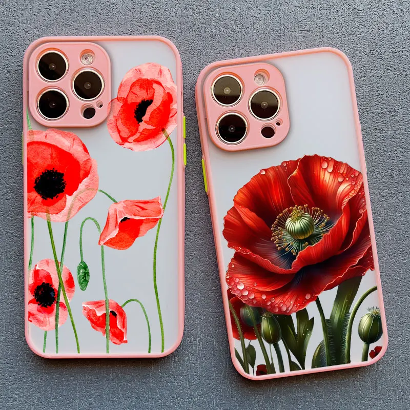 Voor Iphone 16 15 Pro Max Poppy Bloem Bloeien Telefoonhoesje Voor Iphone 14 13 11 12 Pro Max Mini Plus Xs Xr X Se 2020 Telefoonhoes Cool