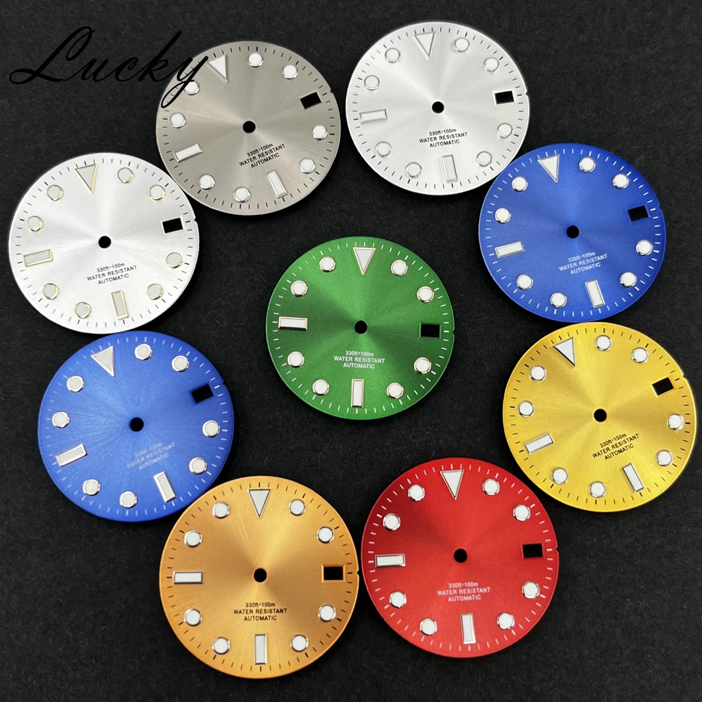 High Quality 28.5mm NH35 NH36 White Blue Green Black Yellow Watch Dial Luminous Watch face Fit NH35 Movement Replacement Parts