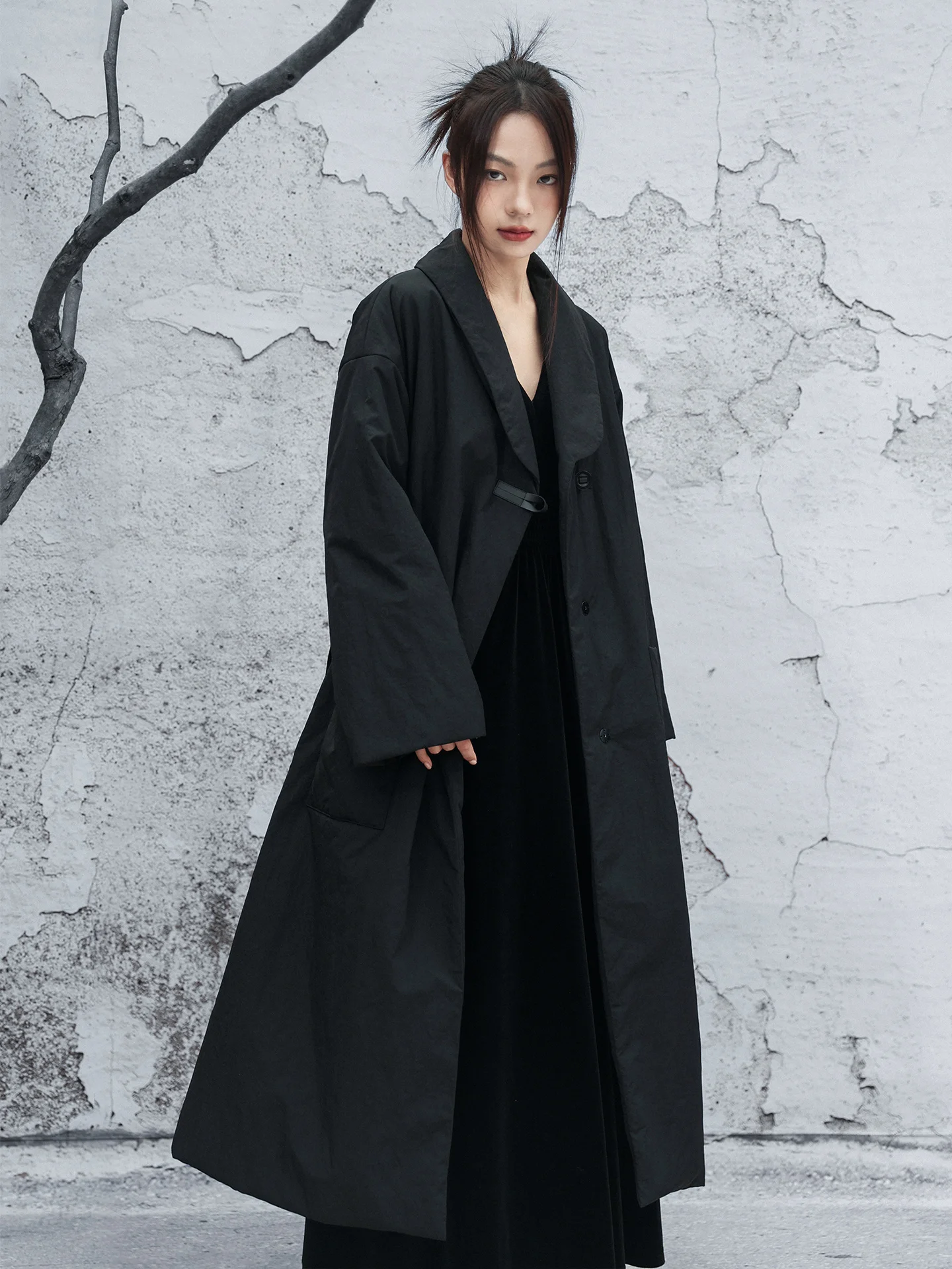 

over Sized Long Cotton Jaet with Big kets for Women Winter Outerwear Commute Sle Thiened Long Sve Single Button