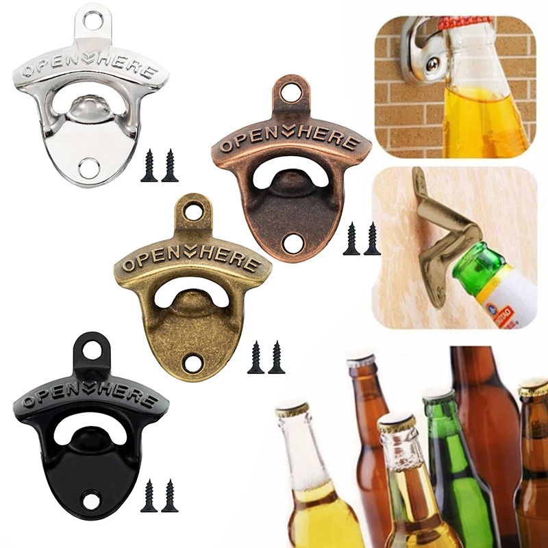 Portable Wall-mounted Bottle Opener Bar Beer Soda Glass Cap Bottle Opener On The Wall Kitchen Tool Convenient