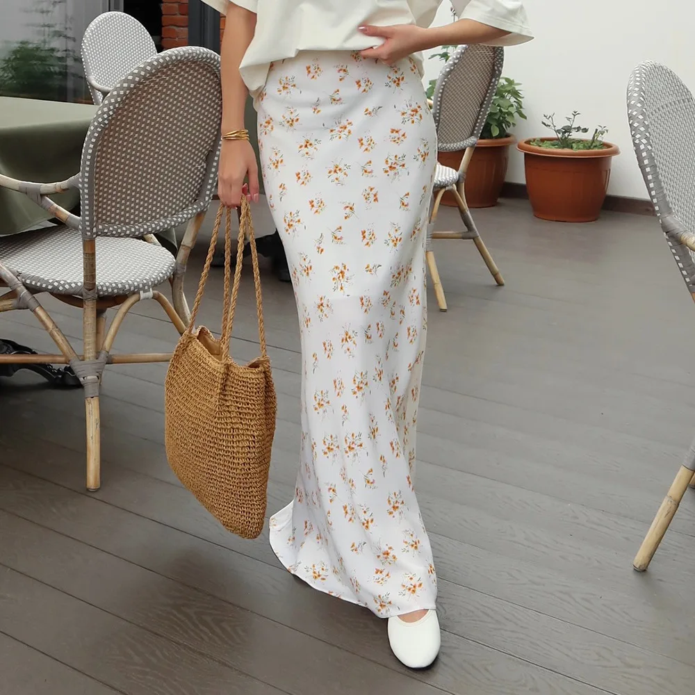 

Printed Long Skirt 2025 New Floral Straight Skirt Color D Skirt for Women