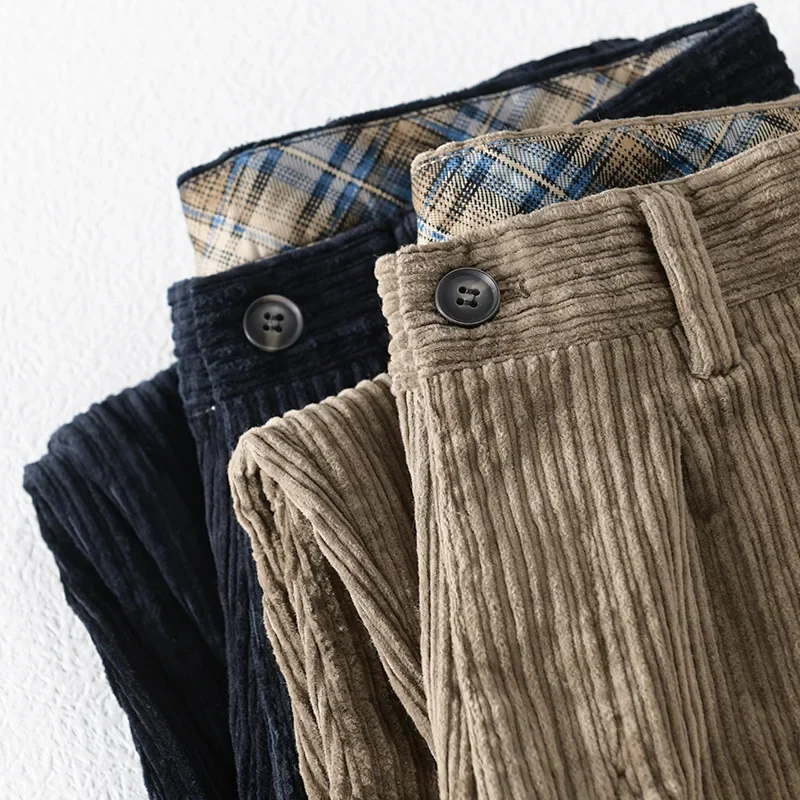 

Fall Winter Pants Men Harajuku Retro Corduroy Pencil Pants Solid Cotton Baggy Nine-point Pant Daily Casual Workwear Men Trousers