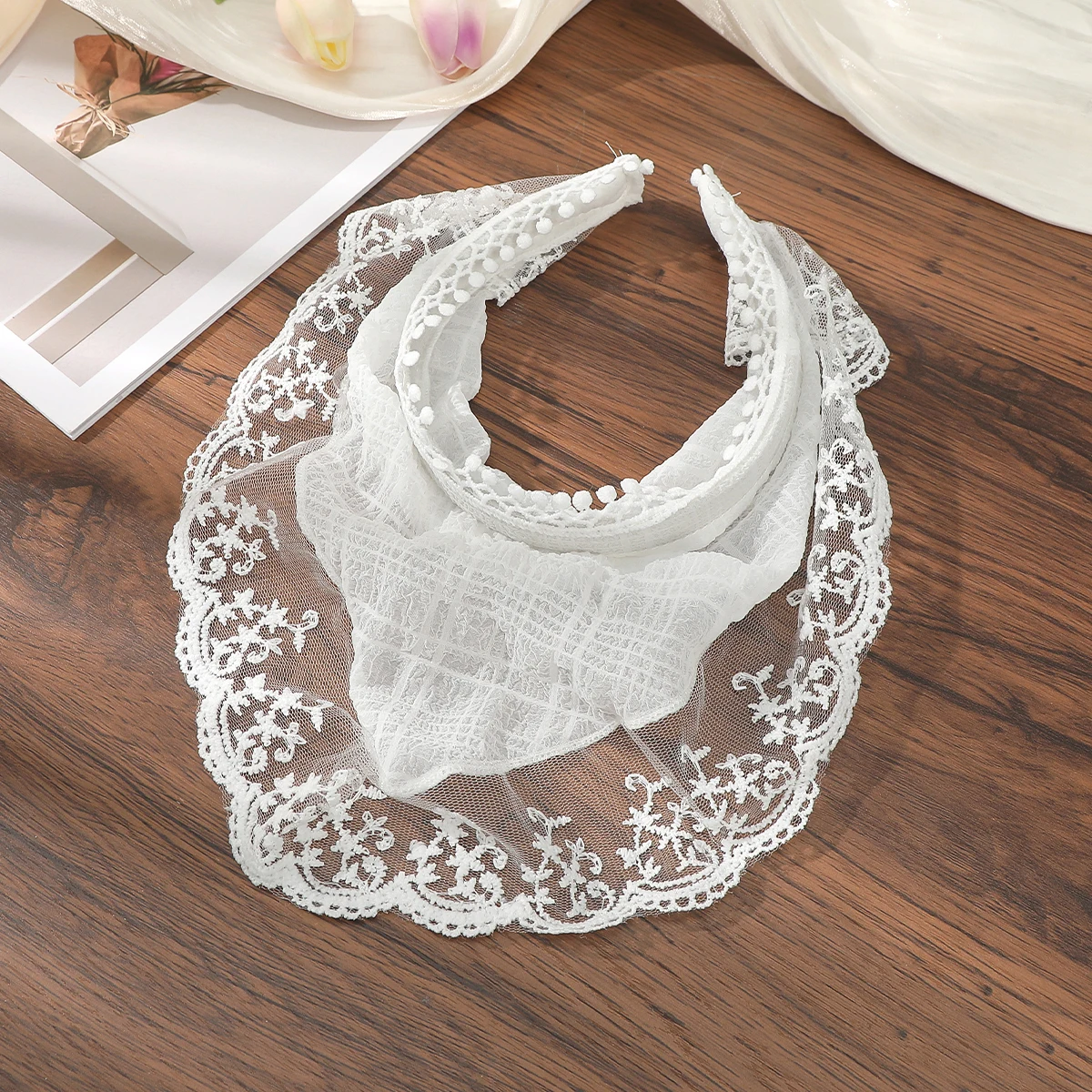 Summer Lace Triangle Headscarf Women Headwear Hair Scarf Headband Hair Accessories Sunscreen Sweet Turban Cap Girl Court Bonnet