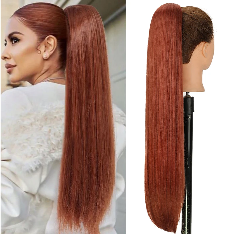 Straight Drawstring Ponytail Extension for Women Fake Hair Long Natural Straight Hairpiece Ponytail Synthetic Clip on Horse Tail