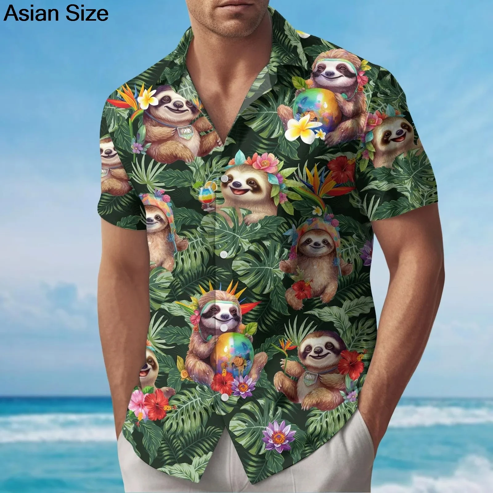 

Australia Sloth Koala Hawaiian Shirt For Men 3D Printed Tropic Animals Shirts 2025 Street Short Sleeves Button Lapel Blouse Tops