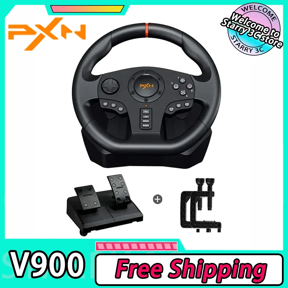 

PXN V900 Gaming Steering Wheel Racing Wheel Simracing 6 IN 1 For PS3 PS4 Xbox one Xbox Series S&X Nintendo Switch Window PC Gift