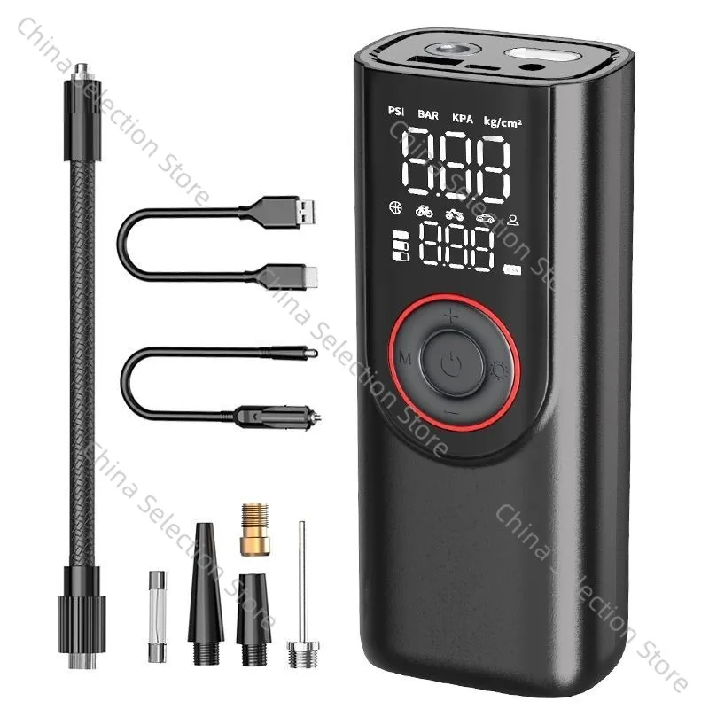 

Портативный автомобильный воздушный насос с двойным питанием, электрический надувной насос 150PSI, 6000 мАч, воздушный инжектор, велосипедный автомобильный мотоцикл, воздушный компрессор