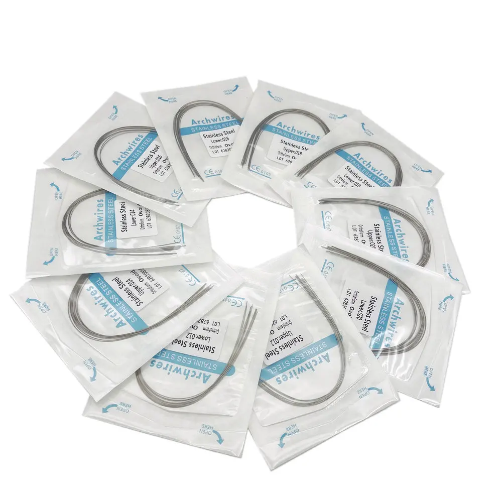 10pcs/pack Dental Orthodontic Stainless Steel Round/Rectangular Wire Ovoid Form Dentist Material Dental Arch Wire