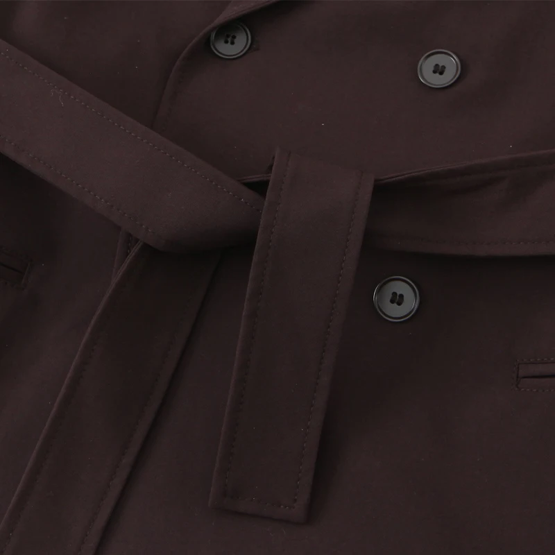 سترة Willshela للسيدات مع حزام بني مزدوج الصدر وأكمام طويلة ورقبة مدببة ملابس نسائية للمكتب #4