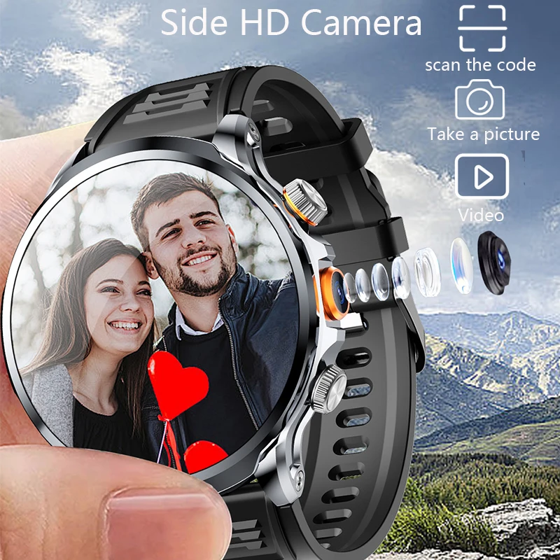 4G LTE GPS Wifi NFC SIM Card 1.95 INCH Smart Watch Men HD Camera 128GB ROM Storage Google Play Heart Rate Android Smart Watch