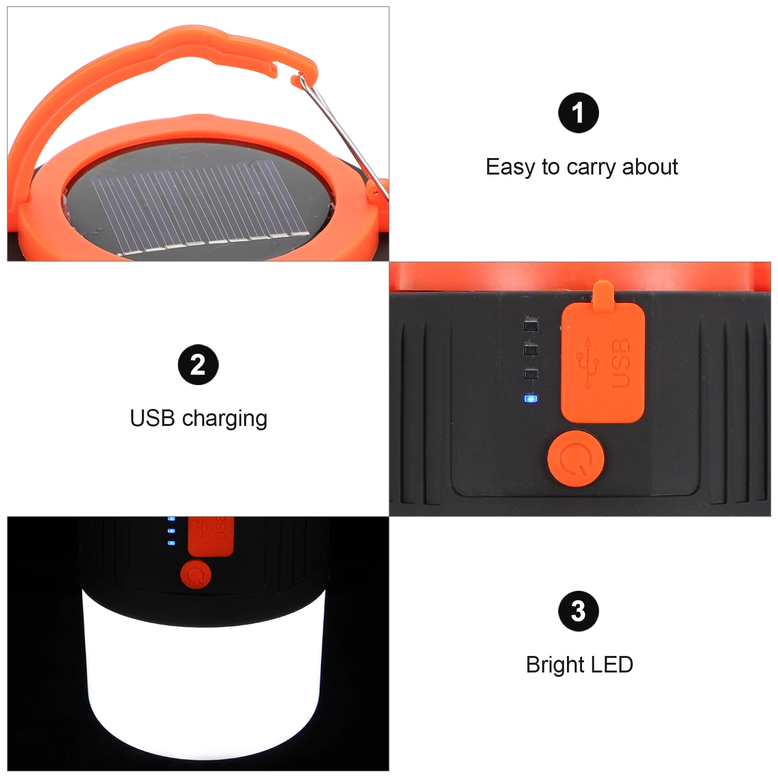 

Solar Outdoor LED Lights Tent for Camping Lantern Rechargeable Powered Lanterns