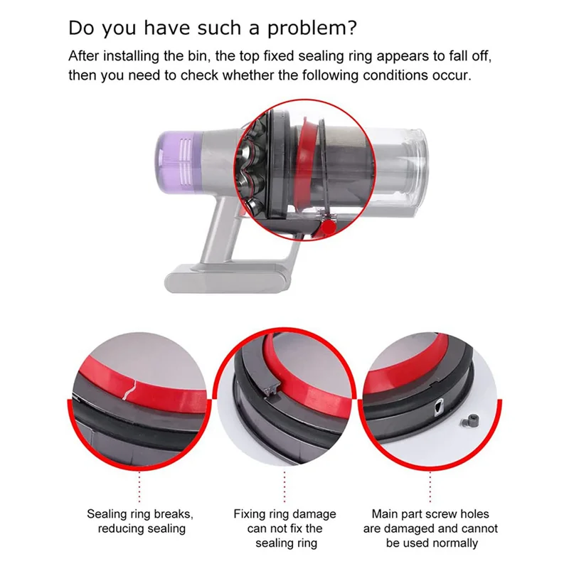 ABUD-2X anéis de vedação de lixo para peças de aspirador de pó Dy-Son V11/Sv14/Sv15, compatíveis com copos de lixeira Dy-Son 970050-01
