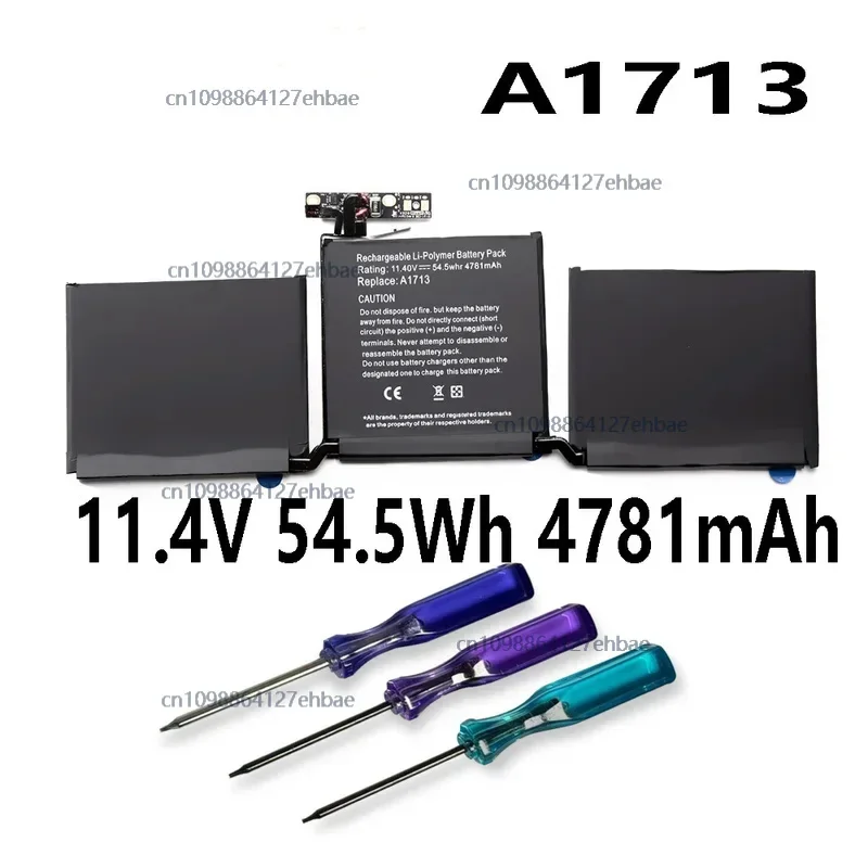 

A1713 Аккумулятор 54,5 Втч 11,4 В для Apple Macbook Pro 13 дюймов A1708 MLL42CH/A MLUQ2CH/A 020-00946 Ноутбук серии 4781 мАч Быстрая доставка