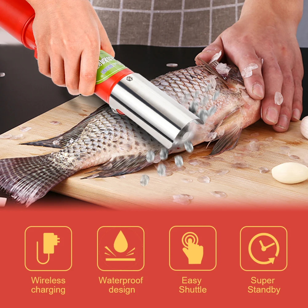 Portable Electric Fish Scaler Fishing Scalers Cleaning Fish Remover Recharging Cleaner Descaler Scraper Seafood Kitchen Tool