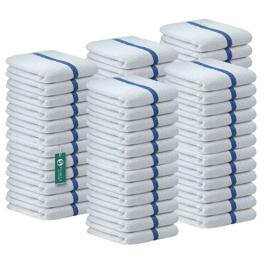 

Кухонные полотенца и тряпки Mop Blue Stripe, 10 фунтов, 16x19, упаковка 60 шт., 100% хлопок, с двойной строчкой, готовые к использованию, впитывающие