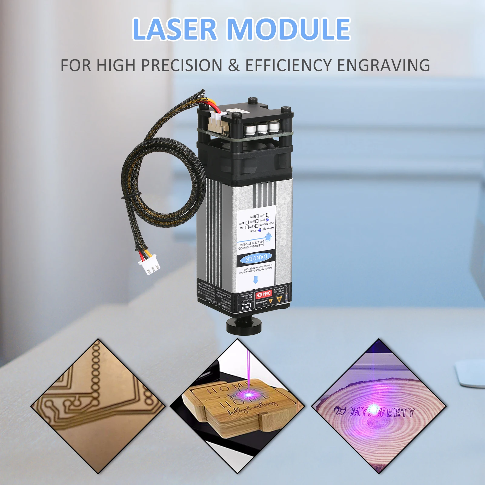 20W 450nm Laser Head Adjustable Focal Laser Cutting Module Laser Engraving Machine Accessories Aluminium Alloy Shell